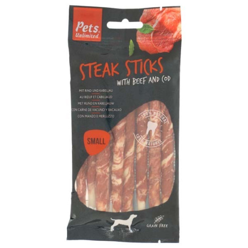 Pets Unlimited Small Steak Sticks Beef 90g
